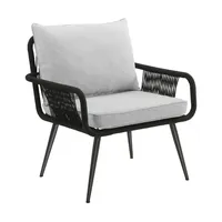 Light Gray Rope Frame 2-pc. Outdoor Arm Chair Set
