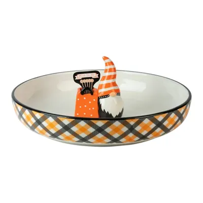 Orange Plaid Gnome Halloween Bowl