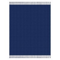 Navy Checkered Weave Fringe Throw