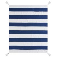 Navy Cabana Stripe Tassel Throw