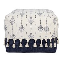 Navy and Ivory Scandinavian Motif Pouf