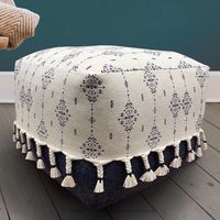 Navy and Ivory Scandinavian Motif Pouf