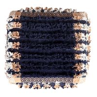 Navy and Peach Textured Fringe Pouf