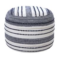 Navy Seaside Textured Stripe Pouf