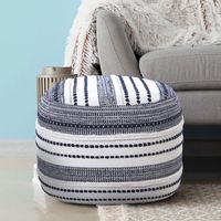 Navy Seaside Textured Stripe Pouf