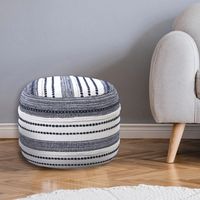 Navy Seaside Textured Stripe Pouf