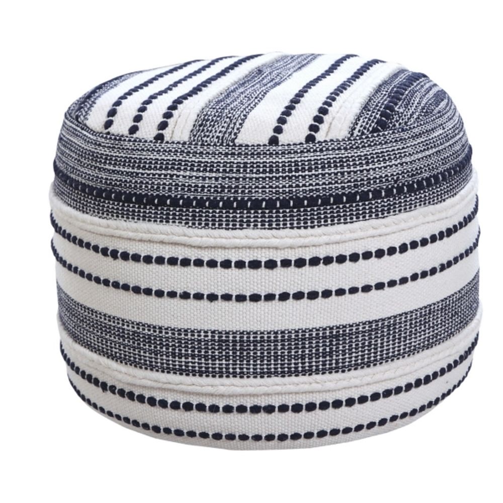 Navy Seaside Textured Stripe Pouf