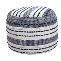 Navy Seaside Textured Stripe Pouf