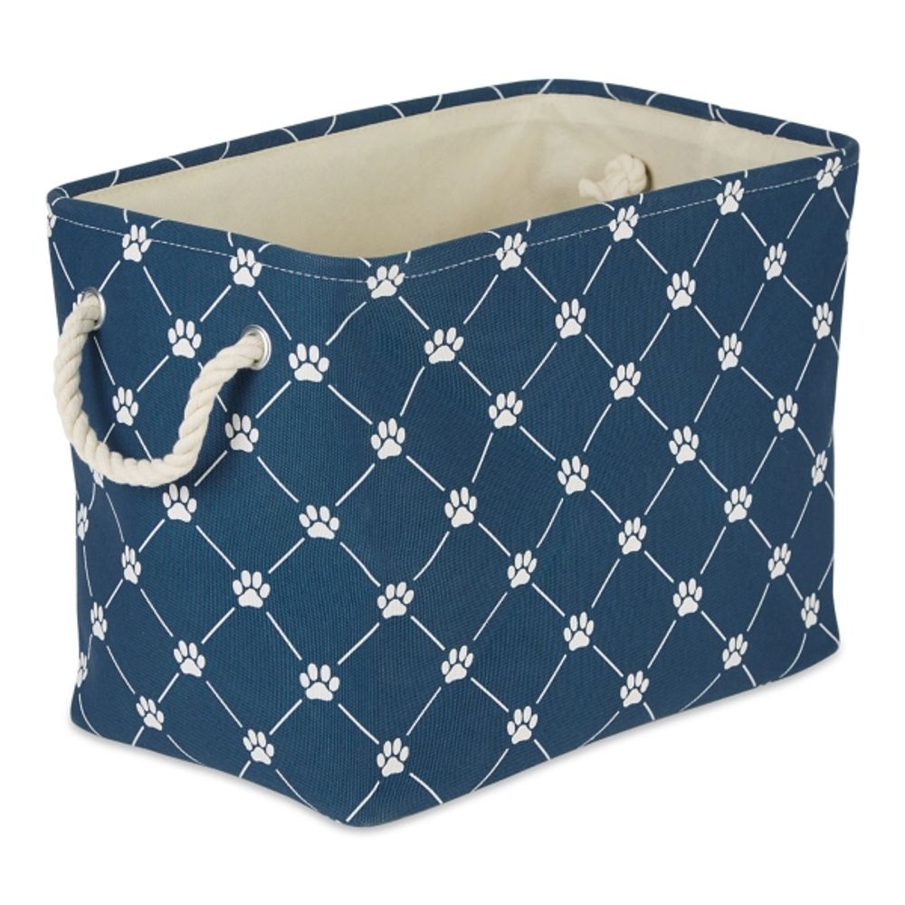 Navy Paw Trellis Rectangle Basket, 14 in.