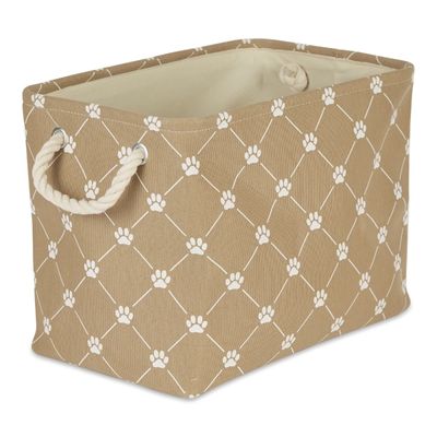 Taupe Trellis Paw Print Storage Basket