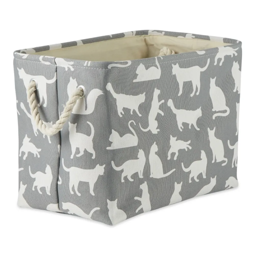 Gray Cats Meow Rectangular Storage Bin, 14 in.