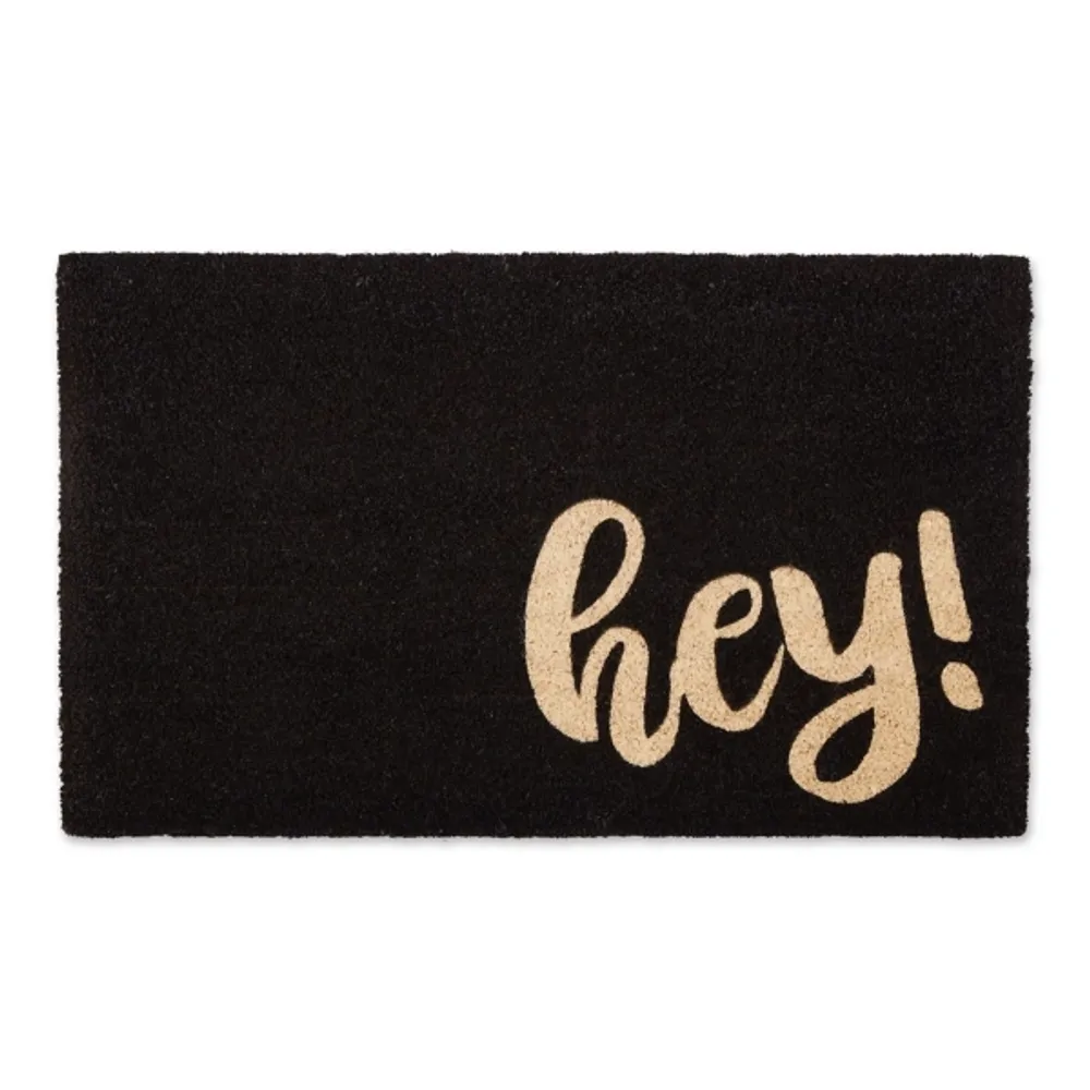 Black Whimsical Hey Doormat