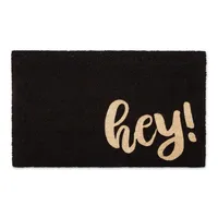 Black Whimsical Hey Doormat