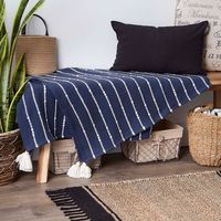 French Blue Slub Stripe Decorative Throw