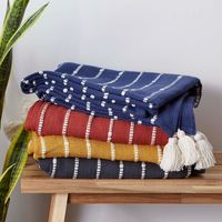 French Blue Slub Stripe Decorative Throw