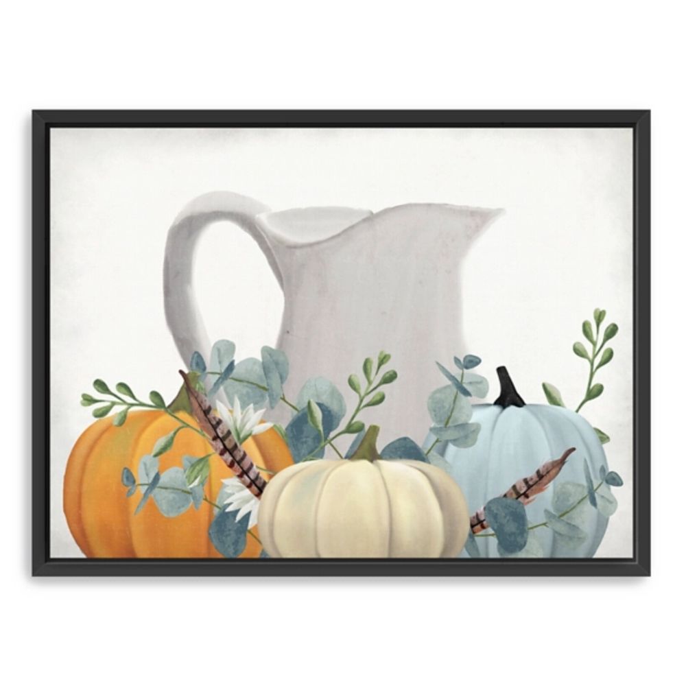 Milk Jug Pumpkins Framed Canvas Art Print