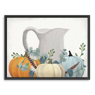 Milk Jug Pumpkins Framed Canvas Art Print