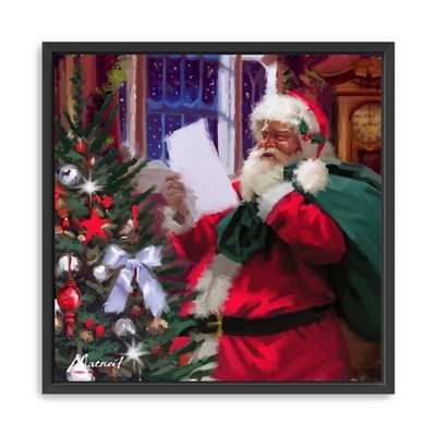 Santa Claus' List Framed Canvas Art Print