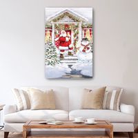 Santa on a Snowy Porch Canvas Art Print