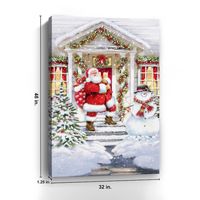 Santa on a Snowy Porch Canvas Art Print