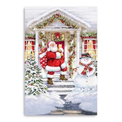 Santa on a Snowy Porch Canvas Art Print