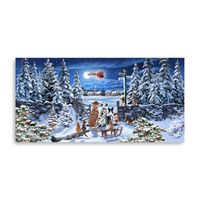 Winter Pets Watching Santa Canvas Art Print