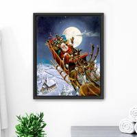 Framed Santa on His Sleigh Giclee Canvas Art Print