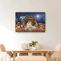 Starry Nativity Christmas Giclee Canvas Art Print