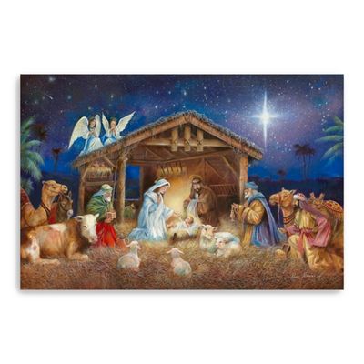 Starry Nativity Christmas Giclee Canvas Art Print