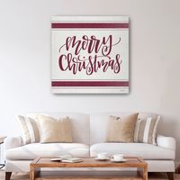 Red Merry Christmas Giclee Canvas Wall Plaque