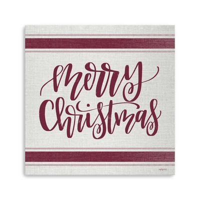 Red Merry Christmas Giclee Canvas Wall Plaque
