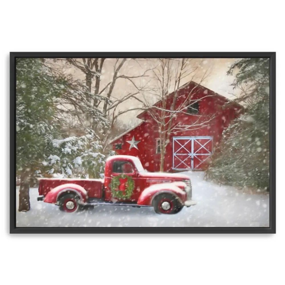 Red Barn Rustic Christmas Framed Wall Art