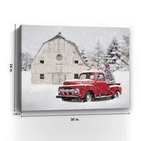 White Barn Red Truck Christmas Tree Canvas Print