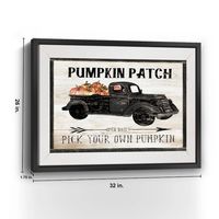 Pumpkin Patch Black Truck Giclee Canvas Art Print