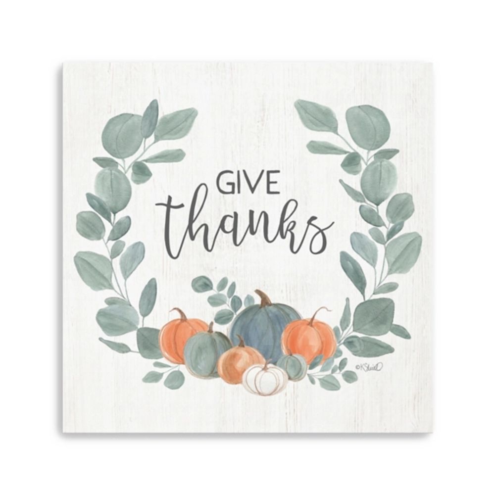 Give Thanks Eucalyptus Pumpkin Giclee Canvas Print