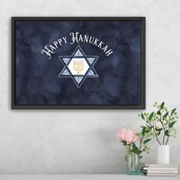 Navy Happy Hanukkah Star Framed Wall Art