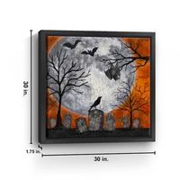 Orange Graveyard Moon Giclee Canvas Art Print