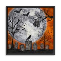 Orange Graveyard Moon Giclee Canvas Art Print