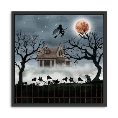 Haunted House Flying Canvas Wall Art