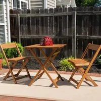 Brown Acacia Wood 3-pc. Bistro Set