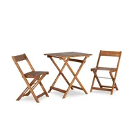 Brown Acacia Wood 3-pc. Bistro Set