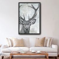 Portrait of a Deer Framed Giclee Canvas Art Print