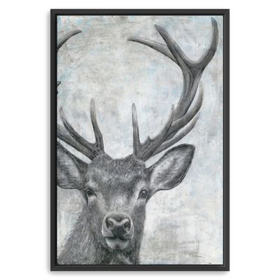 Portrait of a Deer Framed Giclee Canvas Art Print