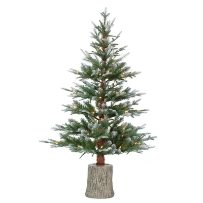 4 ft. Clear Lit Frosted Pine Trunk Christmas Tree