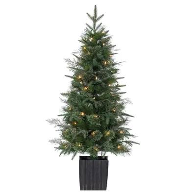 4 ft. Lit Normandy Pine Potted Christmas Tree
