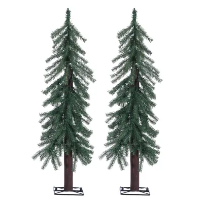 3 ft. Natural Alpine Christmas Trees, Set of 2