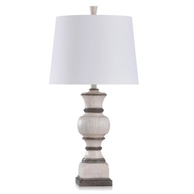 Ivory and Gray Wood Grain Table Lamp