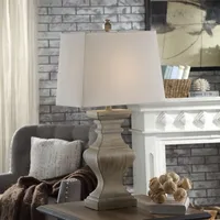 Tan Square Candlestick Table Lamp