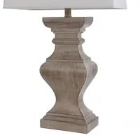 Tan Square Candlestick Table Lamp