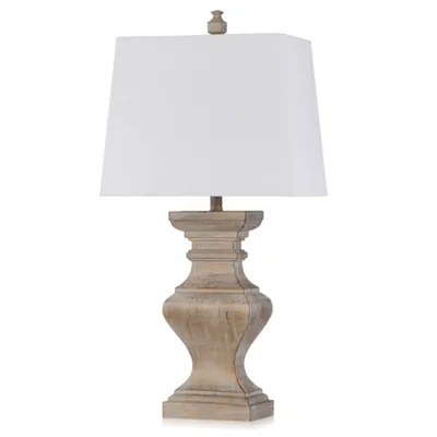 Tan Square Candlestick Table Lamp